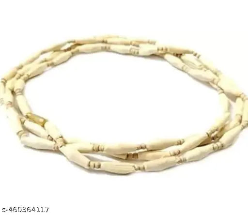 Tulsi Kanthi Mala With Three Tulsi Strips For Women Both With Lock , 100% Pure Tulsi Beads Make In Vrindavan Wood Chain