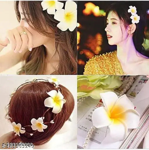 Bellu Artificial flower Big Foam Hawaii Beach Water Floating Flowers for Decoration, Pooja Thali. Festival & Events, Home, Table, Bedroom, Pooja Room, DIY Craft (White, 6 cm) (8 pcs)