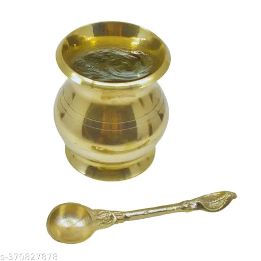 Embellished Pooja Lota, Spoon, and Panch Patra Charnamrit