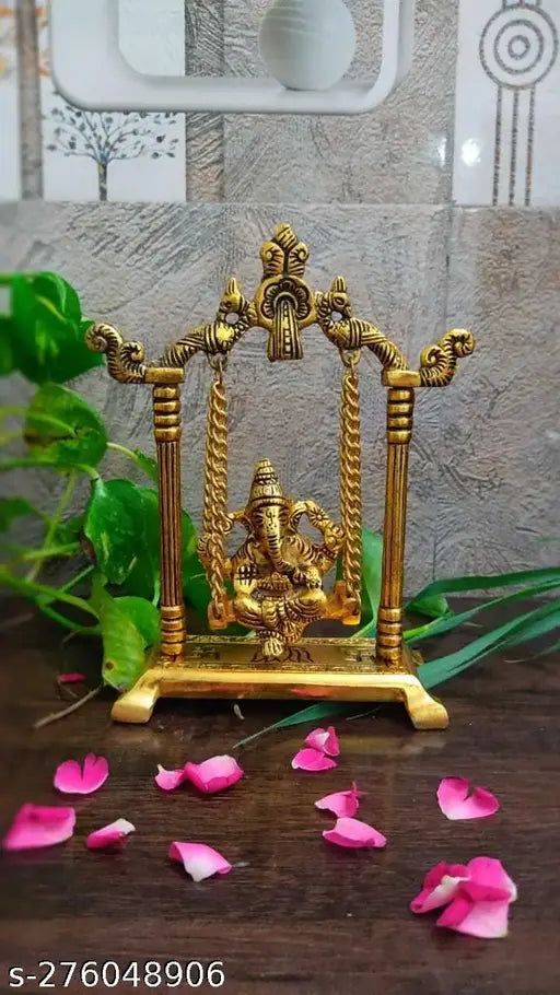 Ganesh Jhula Idol For Vastu, Home For Home,Temple,Office And Gifting Purpose Luck, Happiness Metal Size L-B-H-16x6x21 cm
