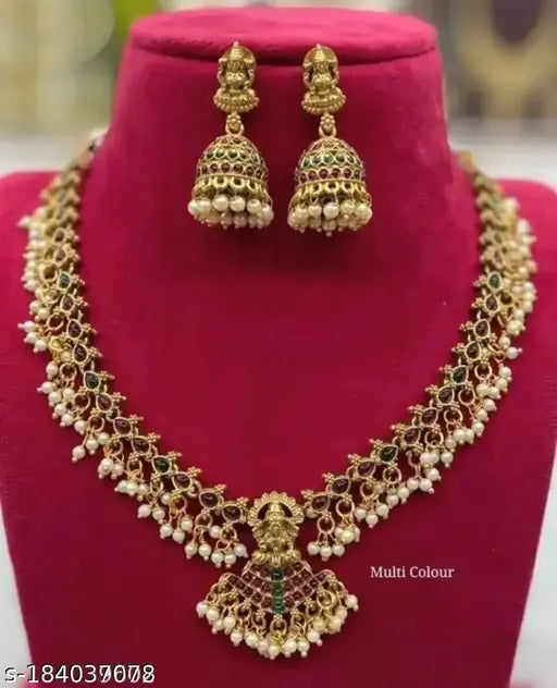 Joyful jewel art Traditional South Indain Temple Jewellery Sets II  Gold plated  Beautiful Necklace For Wedding Party || Necklace With Earing || Round Shape Necklace || Simple And Lightweight || Temple Jewellry II  Jewellery Set For Women II