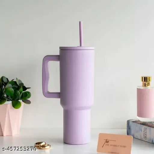 1200ML Stainless Steel Tumbler Hot and Cold with Handle and Lid 2, Double Insulated Cup 100% Leak Proof Mug Cupholder for Gym, Travelling (Lavender Mist)