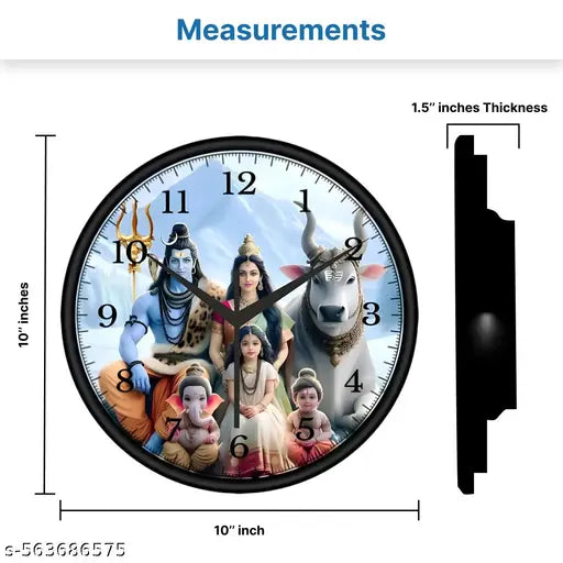 Shiv Parivar Decorative Wall Clock – 12 Inch (Analog)