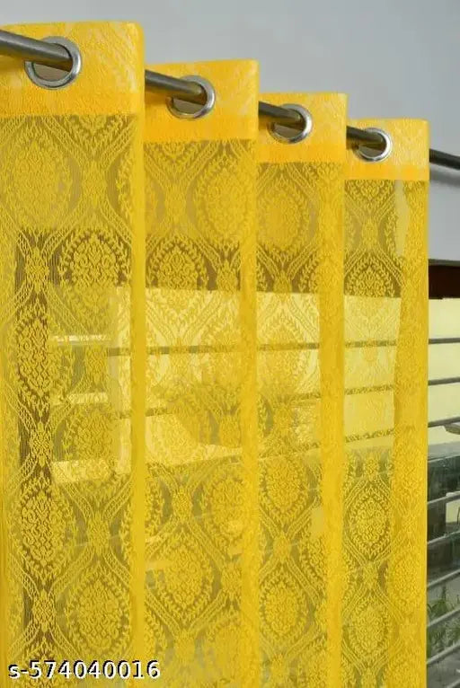 Mahadev Decor 1 Pc Yellow Colour Net Curtains For 5Feet Window /7Feet Door /9Feet Long Door Use