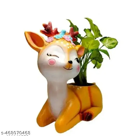 DEAL24SEVEN  Resin Planters for Indoor and Outdoor Flowerpot Cute Plants Pot Deer Succulent Planter Pots Bonsai Plant Holder for Office Desk Table Interior Balcony and Home Decoration Items Animal Planter
