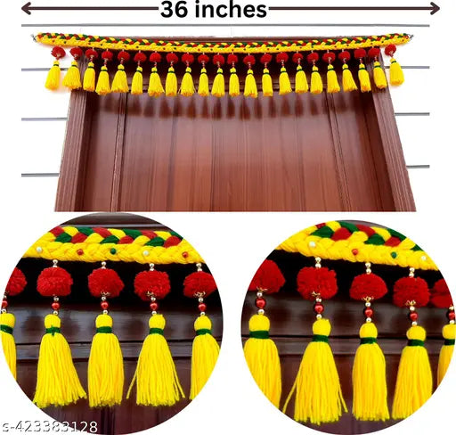 HomDizz Authentic Handcrafted Toran: Celebrating India's Artistic Heritage Toran  (Made of Woolen & Beads -Made In India)