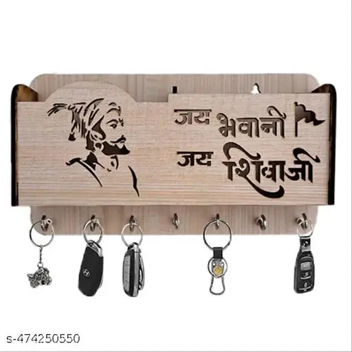 Jai Shivaji Keychain Holder (creamy wooden) Premium Quality