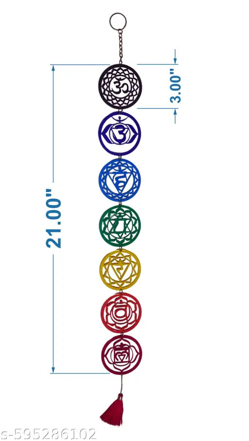 FOOTPRINT 7 Chakra Acrylic Wall Hanging with tassel - Spiritual Energy, Good Luck for Home, Car and Door /Office and Meditation  spaces