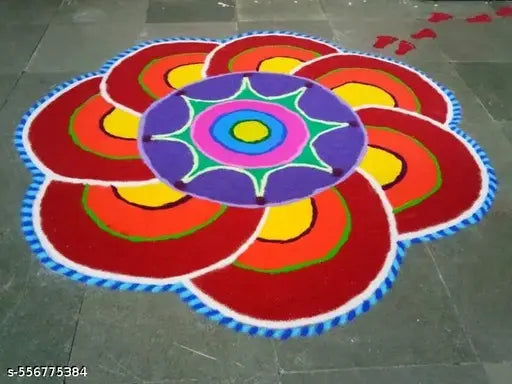 Colour rangoli Pack of 10 | Kolam Mavu |  Muggu Pindi |  Diwali, Navratri, Pongal, Pooja, Mandir Arts & Home Decor | Color Rangoli Pack of 10