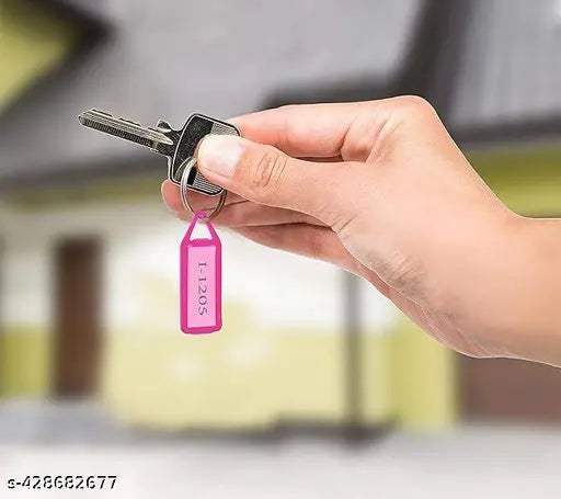 SHB Keychain 50Pcs With container Multicolor Keychain & Keyring with Name Tag Labels Plastic Multicolor Assorted Keychain with Two Side Id Label and Split Ring for Office, Home Key