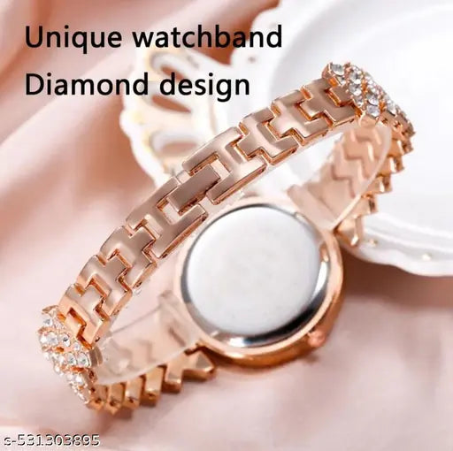 New Korean design shiny Cristal diamond premium looks analog watch for women and pretty girls