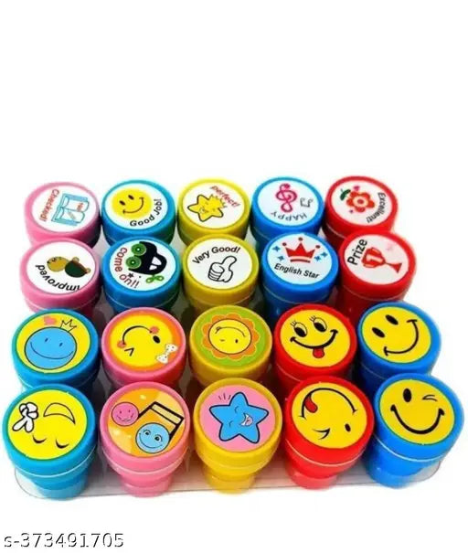 20 Piece Stamps for Kids Emoji and Motivation Reward Art Teachers Students Birthday Gift Craft Scrapbooking