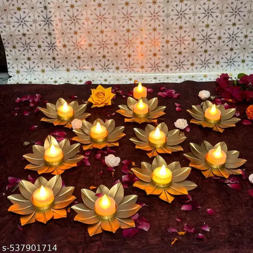 Decorative Metal Tea Light Candle Holder for Home Decor & Diwali Decoration Items 10 piece