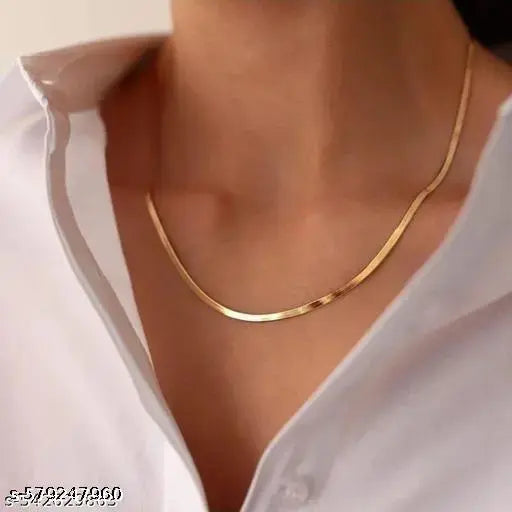 Snake Chain For Girls & Women Anti Tarnish Chain Gold-plated Plated Stainless Steel Necklace