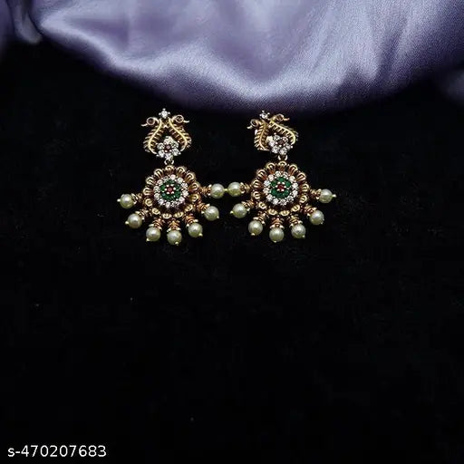 Traditional Temple Choker Necklace Stylish Jewellery Set with Earrings for Women's and Girl's