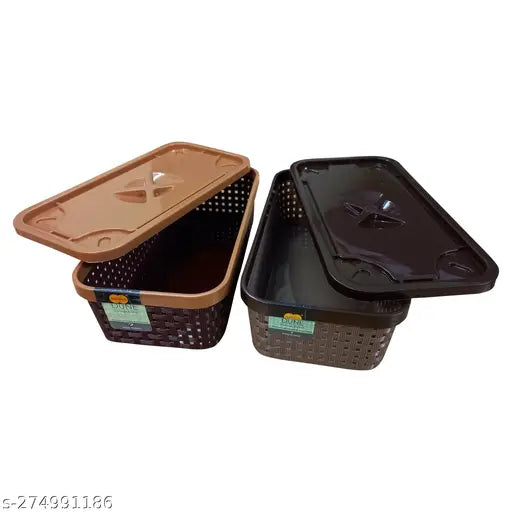 Multipurpose Storage Baskets Organiser for Kitchen | Office | Stationery | Cosmetics | Accessories Baskets Storage Basket  (Pack of 2)(multicolour)