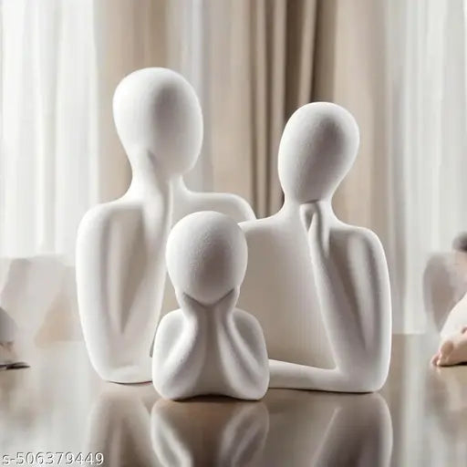 Avon Couple Family Statue | Resine Thinker Sculpture | Home Decor Items for Living Room Show Piece | Table Artifact | (White | Set of 3) Antique piece