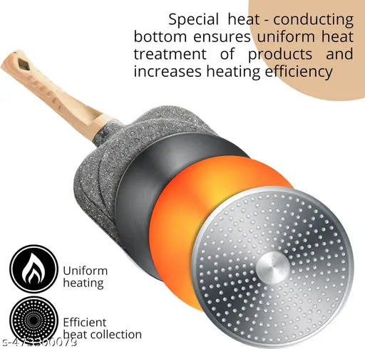 Egg Frying Pan Nonstick Pancake Pans 4-Cups Cookware Pancake, Omelets Pan, Idle Non Stick Plat Harmless With Wooden Handle For Kitchen Electric Stove For Induction Cooker (Pack Of 1)