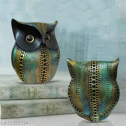 Owl Good Luck Polyresin Multi Color Goodluck Owl Showpiece for Home Decor and Gifting - 5.7 Inches,