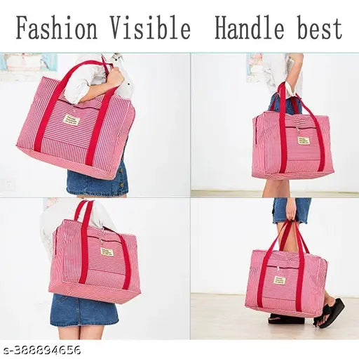 Waterproof Lightweight Foldable Women's Travel Bags Cloth Storage Luggage Bag for Travelling Shoulder Luggage Bag Handbag Storage for Luggage Clothes (Multicolour,pack of 1pcs)