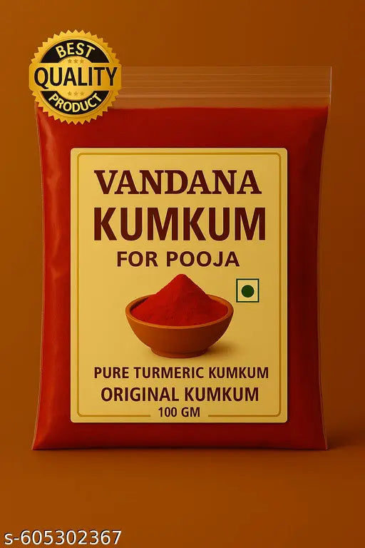 Original Kumkum Powder for Pooja | Pure Turmeric Sindoor Tilak Powder | Traditional Religious Kumkum for Devotional Use | Red Kum Kum Powder for Mandir, Festivals & Daily Worship | 100 GM Pack