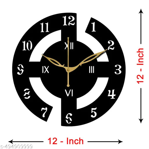 Cloqo Decor - 100 Black (25x25cm) Wall Clocks for Home | Wall Clock for Living Room Bedroom | Designer Wooden Clocks for Home Wall Decor