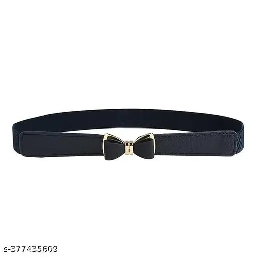 Debelt Womens 1" Width Bow Skinny Elastic Waist Belt Stretchy Belt Thin Belt