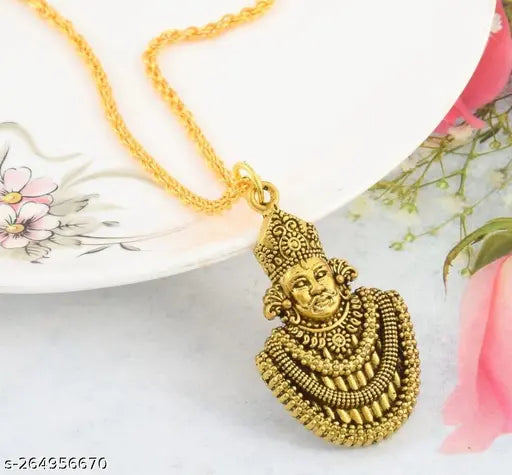 Oxidized Finish Khatu Shyam/Shyam Baba Pendant Chain Locket