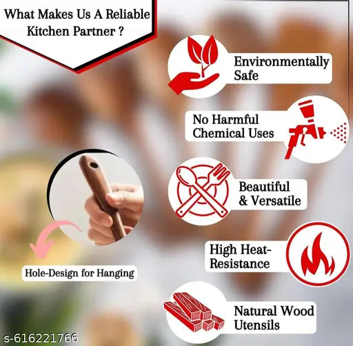 AS ENTERPRISES Classic 5 Pcs Wooden Utensil Set | Non-Stick Cookware Safe | Lightweight, Durable & Handcrafted Kitchen Tools