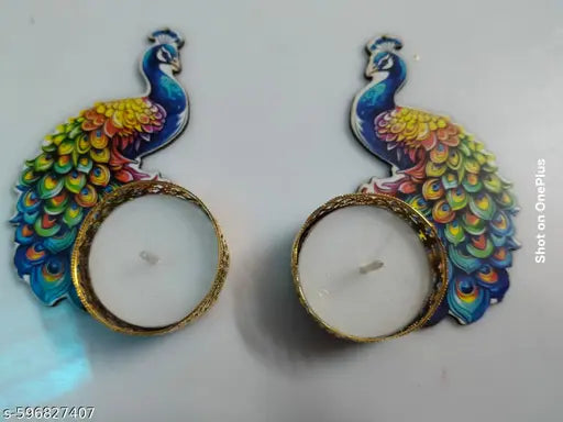 T-light candle Peacock design (1 pair) (4 inch)