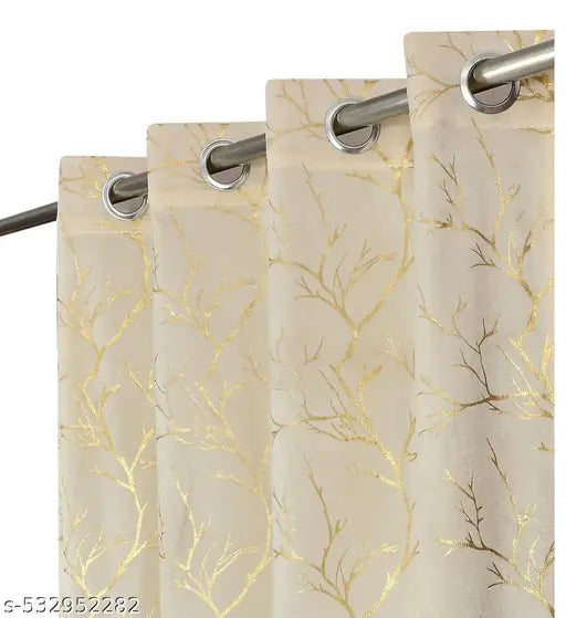 MSD Decor Hub Luxury FOIL Velvet Blackout PARDA Curtain for LONGDOOR, Window, Door Pack of 1 PECS, CREAM