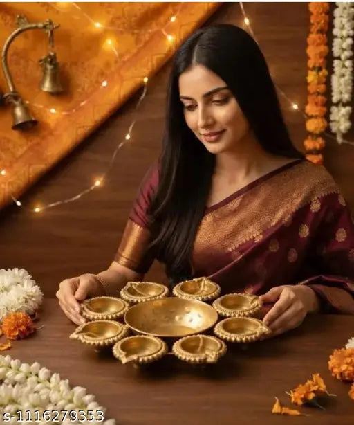 Decorative Metal Diya Urli Bowl | Floating Flower Holder for Home Decor