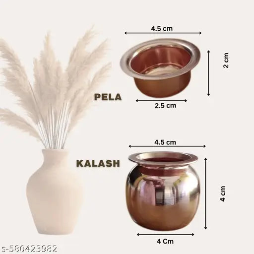 KRIARA Small Size Copper Kalash with Pela for Pooja & Puja Mandir | Small Size Copper Lota & Copper Pela Set for Puja Rituals | Puja & Pooja Essentials for Home Mandir | Tamba Lota for Water – Total Height  6 cm, 4.5 cm Outer Diameter, 40g