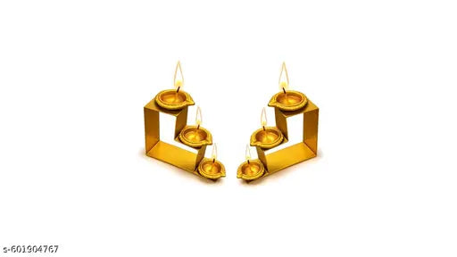 Set of 2 Golden Metal Diya Stand with 3-Step Oil Diya Holders | Decorative Tealig for Festival Decoration Diwali Diya | Home Decor Diya | Festival Decoration Items | Pooja Mandir | Diya Set | Spiritual Decor | Festival Lighting | Diwali Gift Item