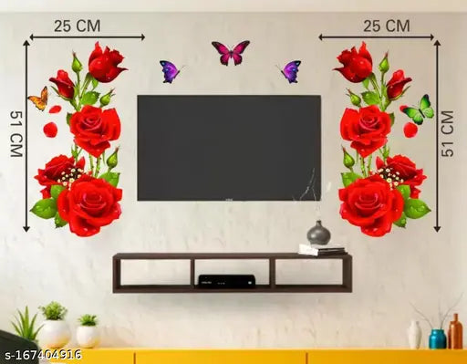 Design Zoo™ Roses & Butterflies Wall Sticker
