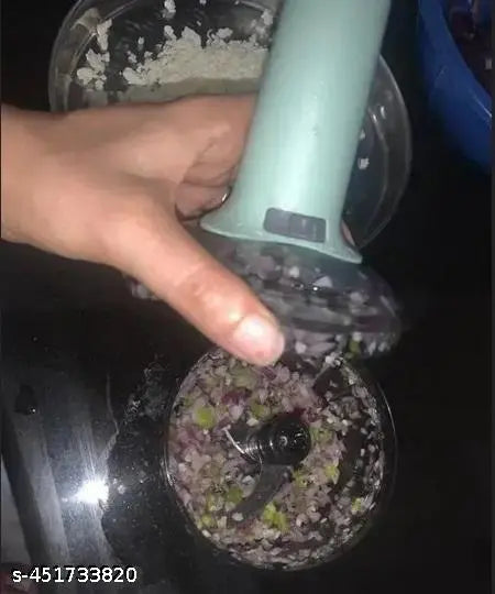 800ml Large Quick & Powerful Hand Held Food Chopper to Chop & Cut Fruits, Vegetables, Herbs, Onions for Salsa, Salad, Pesto, Hummus, Guacamole (Premium) | 3 Stainless Steel Blades