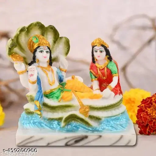 LAKSHMI VISHNU JI PUJA IDOLS FOR YOUR POOJA ROOM OR RELIGIOUS PLACE MADE UP OF RESIN AND MARBEL