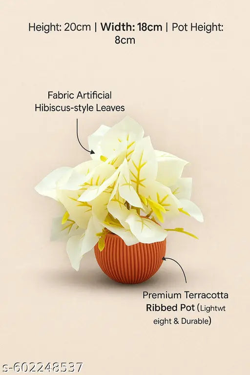 Compact WHITE Leaf Plant for Home & Office Decor