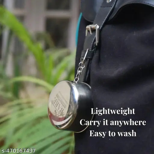 Folding Stainless Steel Water Glass for Picnic Outdoor/Indoor, Water Tumbler Cup with Keychain for Lassi Lemonade Juice Milk Cold Drinks Beverage Drinking Tumbler (75ml)