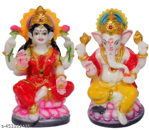 SEEMA HANDICRAFT Lord Laxmi Ganesh ji Murti Statue for Home Pooja Diwali Gift 5 Inch
