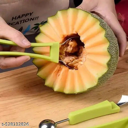 Melon Baller Scoop Set, Professional 4 in 1 Stainless Steel Watermelon Cutter Fruit Carving Tools Set,Fruit Scooper Seed Remover Watermelon Knife for Dig Pulp Separator (4 in 1 Scoop)