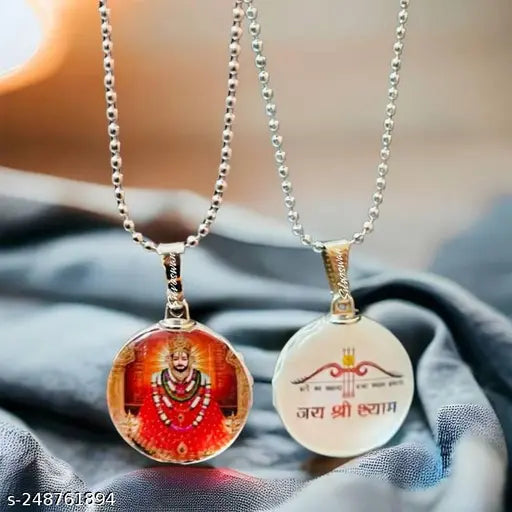 KHATU SHYAM BABA PENDANT HARE KA SAHARA RELIGIOUS PENDANT JAI SHRI KRISHNA Silver Brass Locket Set