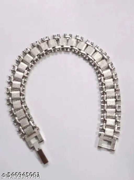 ISUBUCCI Royal & Classy Men Silver & Golden Plated Chain Hand Bracelet For Men & Boys