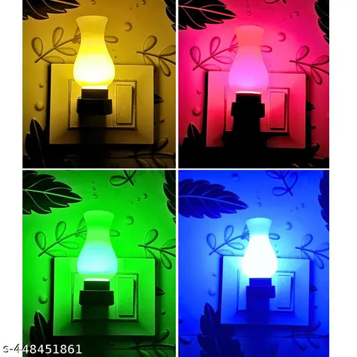 Beautiful push plug & Play floor night lamp 0.5W Energy-saving pack of 3 (Multicolor)