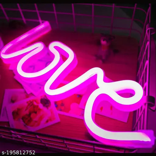X4cart pack of 1 Love Neon Led Light Sign for Love Room Decoration Accessory, Table Decoration, Gifts, Night Light with (USB)(PINK) || Love light lamp || Love Neon Lights || Love Lighting gift ||Love Lights || Love Neon Light