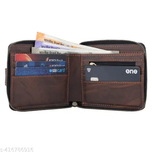 BULLFINCH Casual/Trendy Round Zipper Men's Purse With RFID Protected