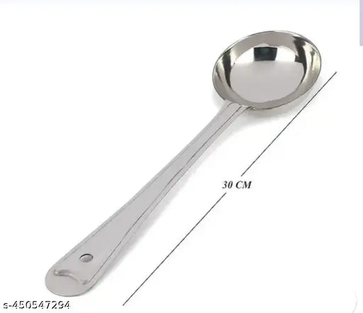 5 Pieces Stainless Steel Kitchen Tools Set for Kitchen Cooking and Serving, Pack of 5, Ladle(Karchhi), Skimmer(Jhara), Turner/Spatula (Palta), Basting and Rice Spoon, Silver