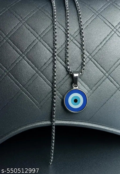 "Stylish Evil Eye Protection Pendant Chain for Men & Women | Nazar Dosh Locket". Attractive Stainless Steel Chain with Evil Eye Charm – Daily Wear & Spiritual Style