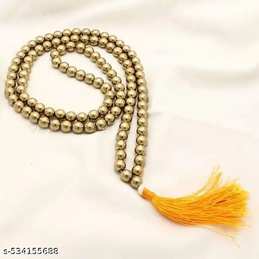 Golden Pyrite Jaap Mala 108-8 mm Beads for Prosperitiy Wealth Willpower and Financial Abundance with 1