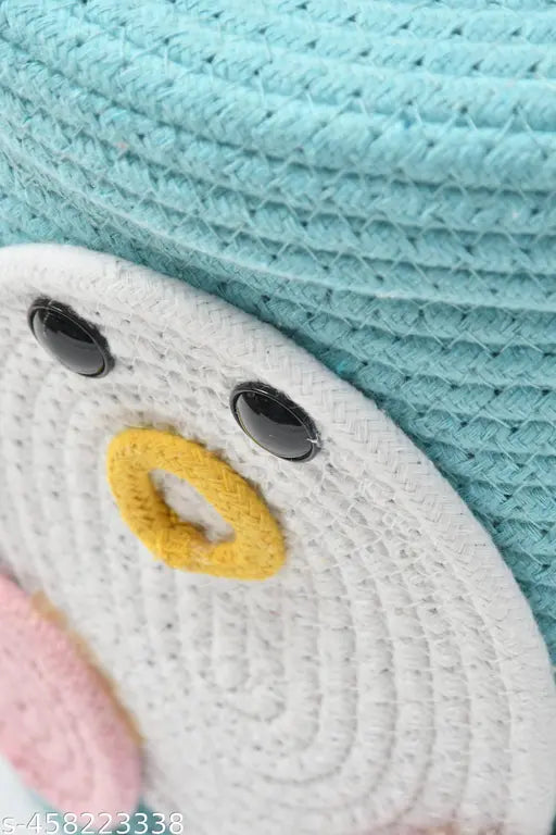 HomewayTex 100% Braided Rich Kids basket Size :- 25x25x25 CMS  OR  10x10x10 INCH  ( Pack of  1)  Colour :-Aqua